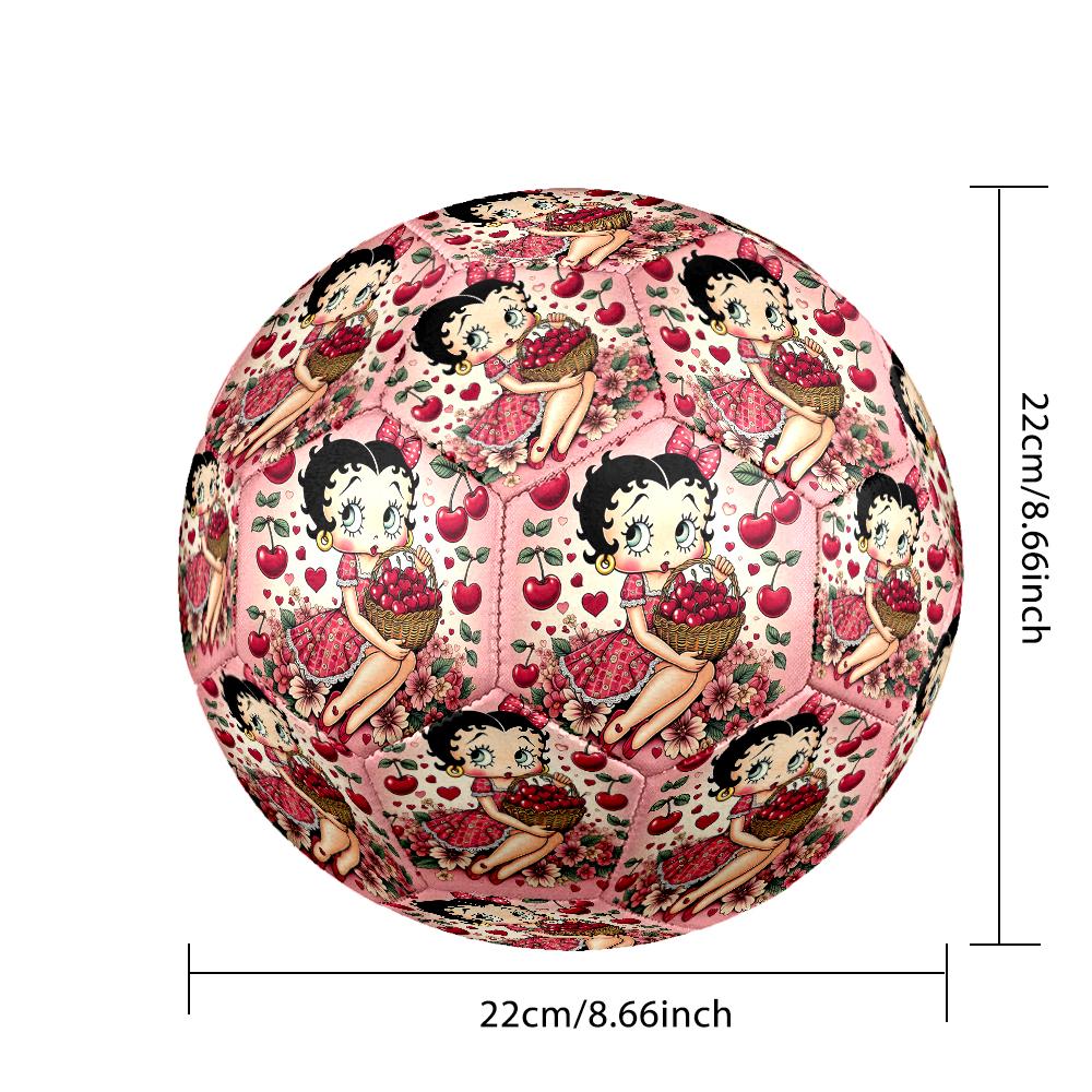 1pc Betty Boop Design Soccer Ball, Standard Football Size 5 for Training Competition Outdoor Sports, Unique Present