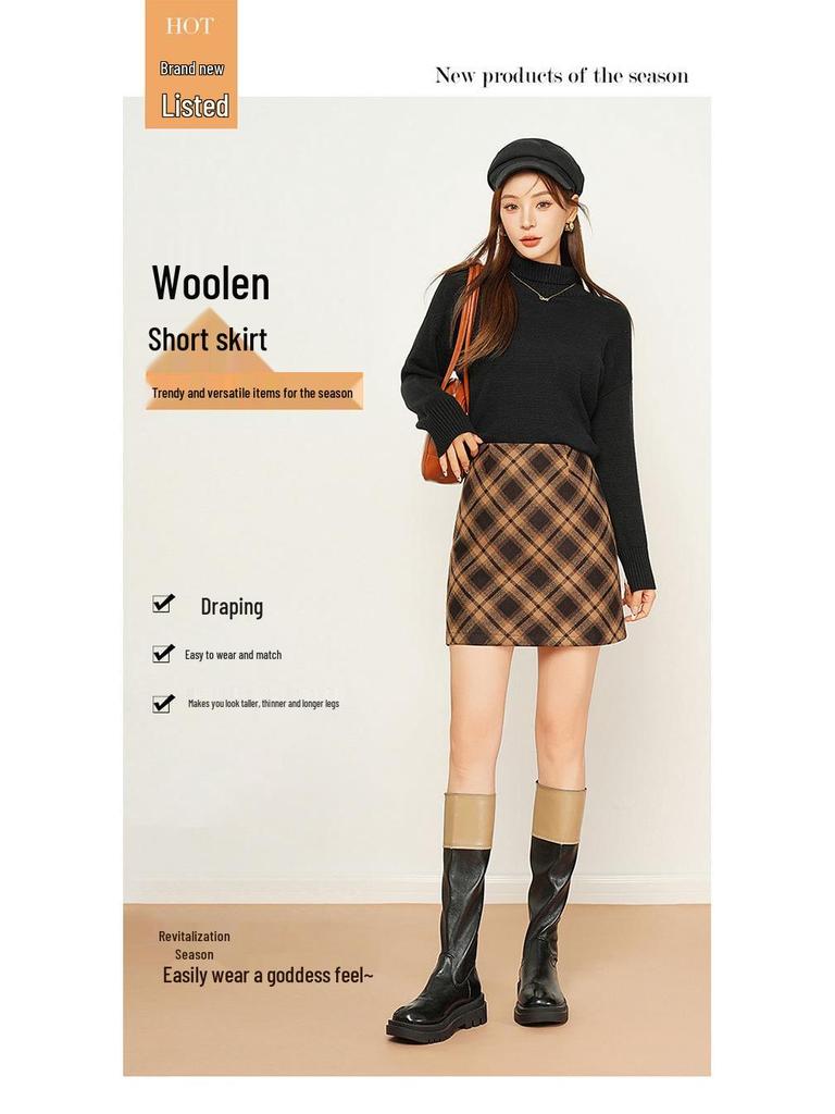 2025 Cozy Wool A-line Skirt: Thick, Warm, Drapey, Comfortable with Slit & Hip-hugging Fit for Autumn/Winter