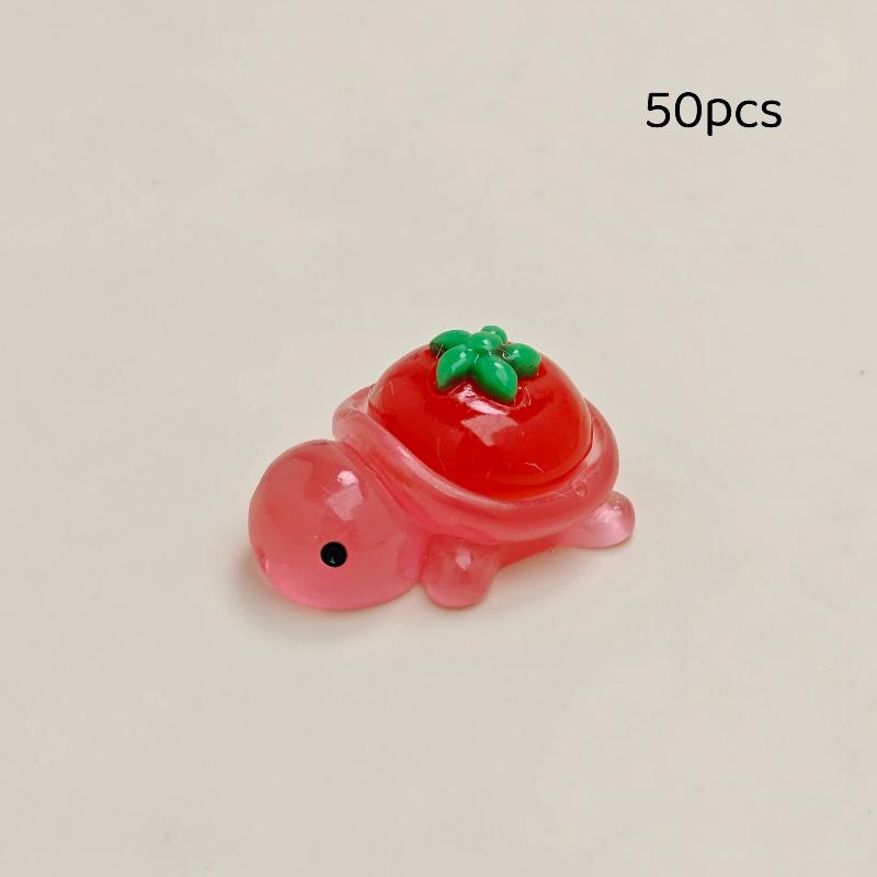 50Pcs Cute Resin Turtle Diy Craft Glow In Dark Cartoon Vegetable Fruit Turtles Figurines For Desk Decor Ornament