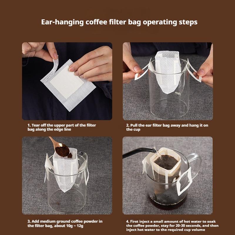 Coffee Filter Paper Bags 50/100/200pcs Disposable Drip Coffee Bag Handle Hanging Ear Espresso Coffee Accessories Tea Tools