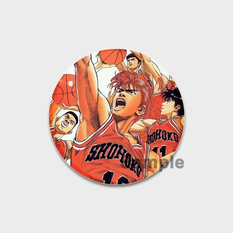32/44/58MM Handmade Anime Lapel Pins, Kaede, Rukawa, Ryota, Miyagi, Hisashi, Mitsui, Kawaii, Figure Brooches for Bag Clothes