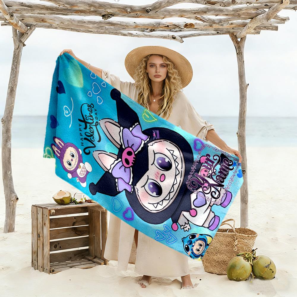 Labubu Customize Text Beach Towel High Absorbency & Quick-Dry Portable for SwimmingBeachCamping Travel Beach AccessoriesGym