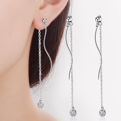 Long Tassel Zirconia Ear Wires Sweet Sparkling Temperament Simple Female Earrings Party Accessories Fashion Jewelry