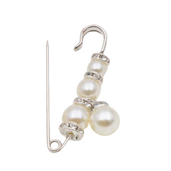Flower Shape Anti-Exposure Women Brooch Pin Shining Rhinestone Faux Pearls Safety Pin Costume Accessories