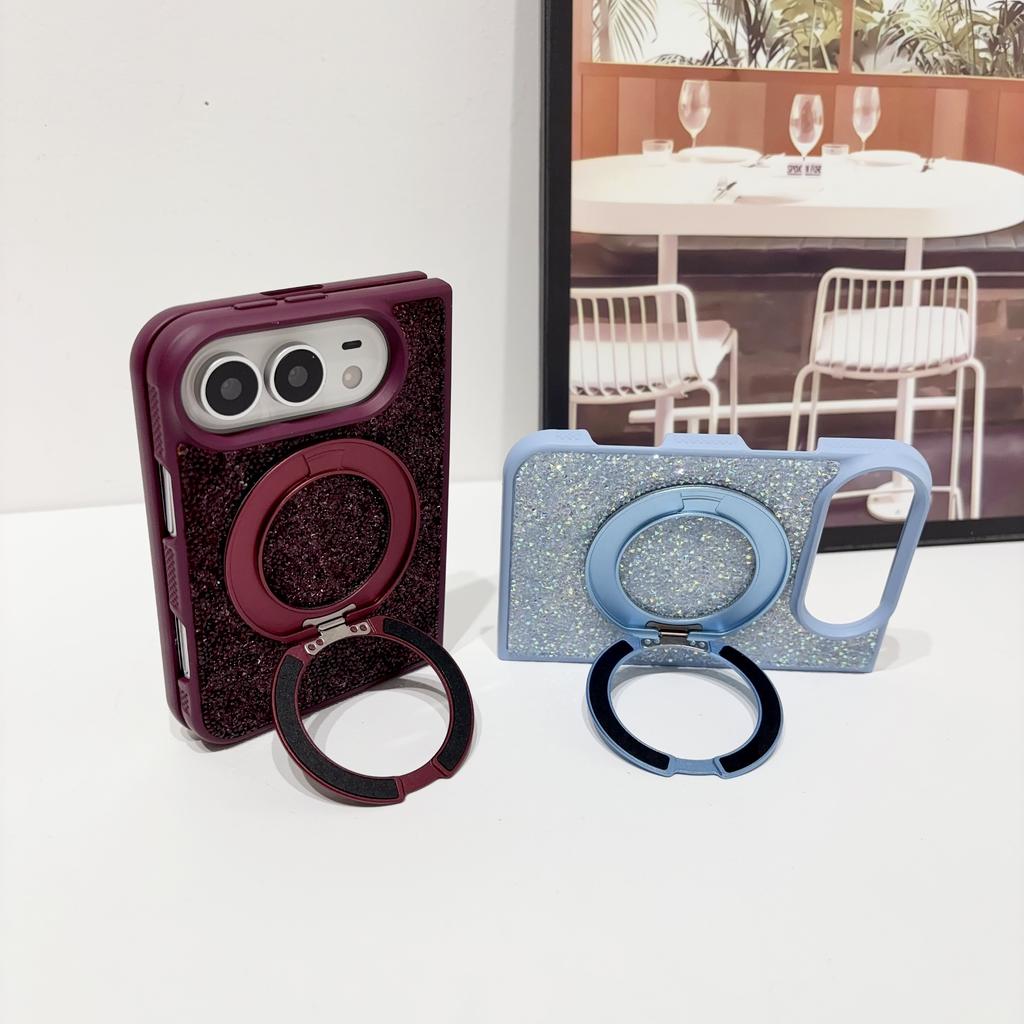Case For Apple iPhone Duo For Foldable iPhone Duo For Magsafe With 360° Rotation Magnetic Ring Stand Luxury Bling Glitter Cover