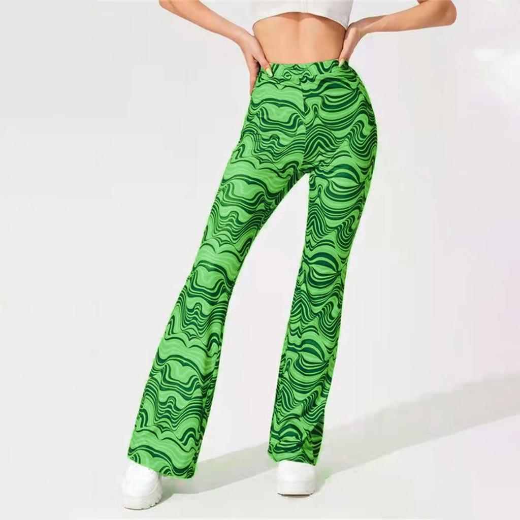 Women's Spring And Corrugated Yoga Leisure Elastic Waist Flared Pants