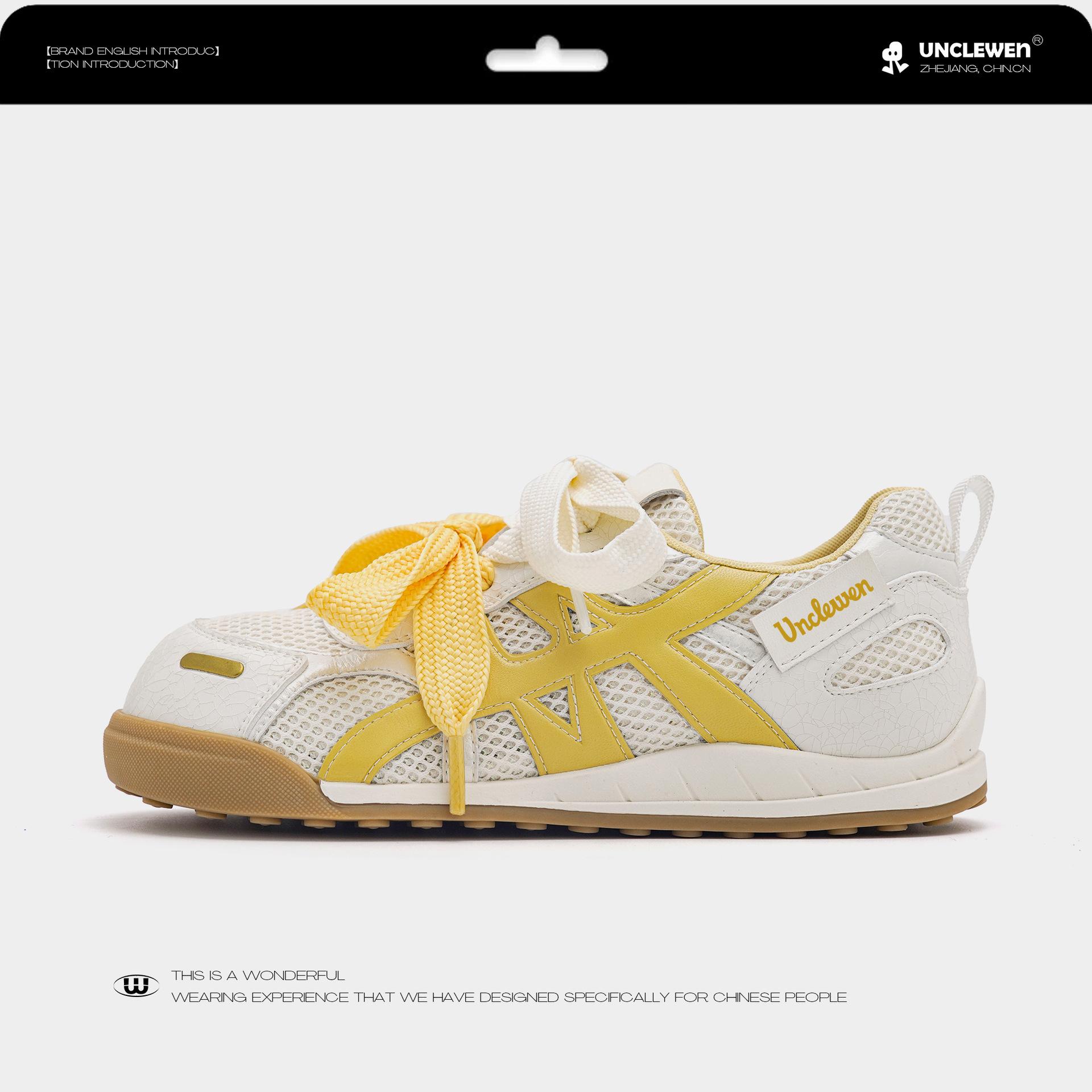 

Spot version Kafka~ Mesh breathable big head German training shoes women s 2025 summer little white shoes casual platform shoes 35 лимонно-желтый