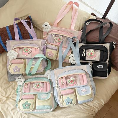 The New Korean Version Ins Contrasting Color Splicing Shoulder Is Fresh, Sweet and Transparent, and the Bag for Primary and Secondary School Students