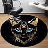1pc Golden Feline Office Round Area Rug, Indoor Mat Suitable ForOffice, Under Office Chairs Bedroom Living Room Home Decor, Room Deco T120