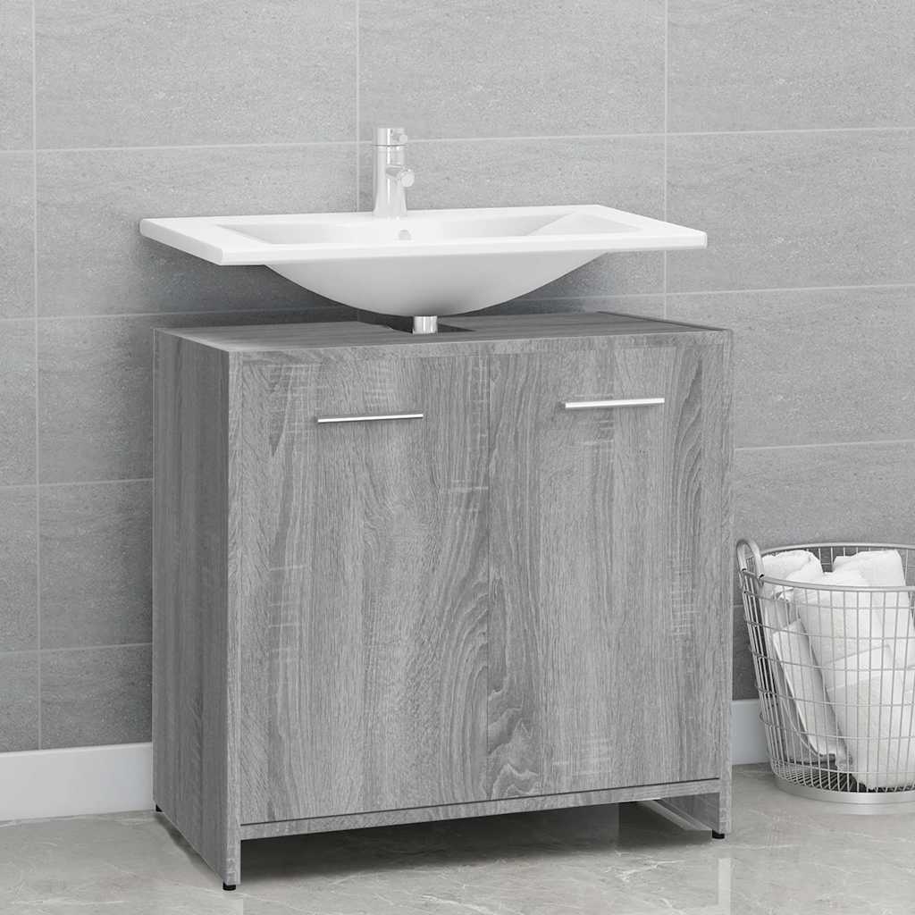 Bathroom Cabinet Gray Sonoma 60 X 33 X 60 Cm Particleboard