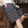 Summer Men Casual Shorts Loose Elastic Waist Adjustable Drawstring Multi-Pockets Short Pants Middle-aged Male Knee Length Sports Trousers
