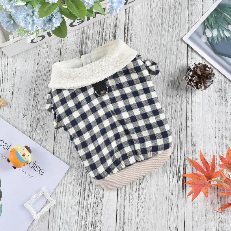 

Осенне-зимний короткий клетчатый воротник для домашних животных, повседневная теплая куртка, одежда для собак, рождественская одежда для собак, одежда для маленьких собак XL