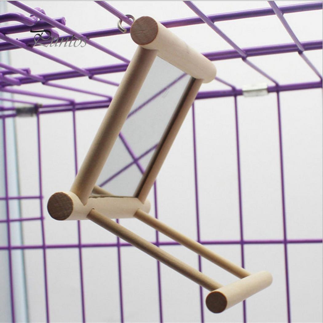 Зеркальная деревянная подставка для птиц — фото 8