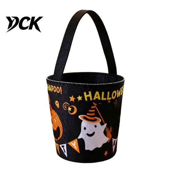 Lightweight Carrying Bag Halloween Trick or Treat Bucket for Kids, Pumpkin Face Ghost Bat Cat Candy Snack Basket, Holder with Handle Party Favors