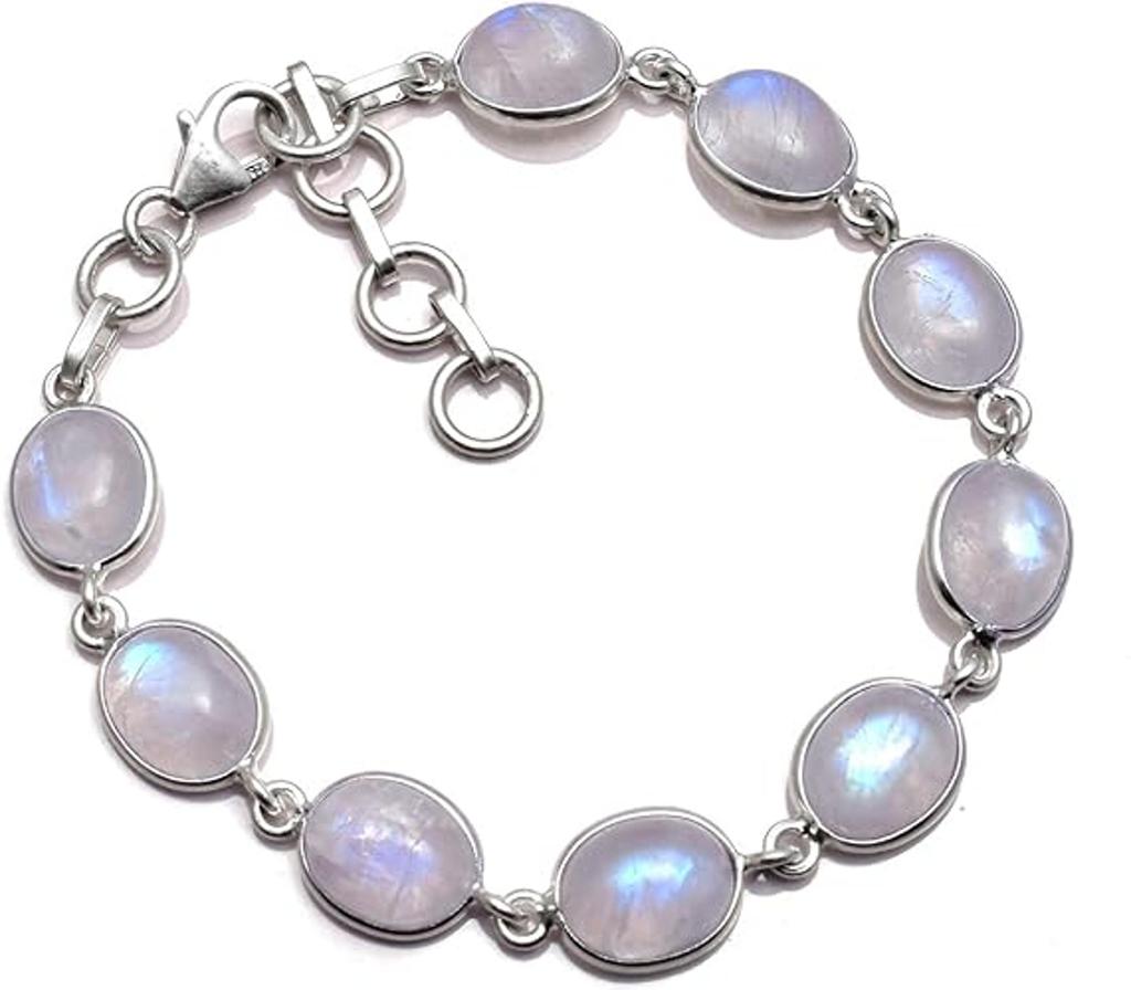 925 Sterling Silver Moonstone Gemstone Bracelet, Handmade Bracelet, Gift For her, Silver Jewelry, Anniversary Gift