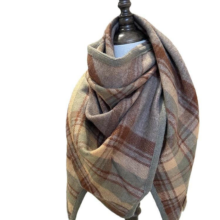 Wool Scarf Women's Winter Triangle Scarf Style Shawl Warm Neck Scarf Dual Use