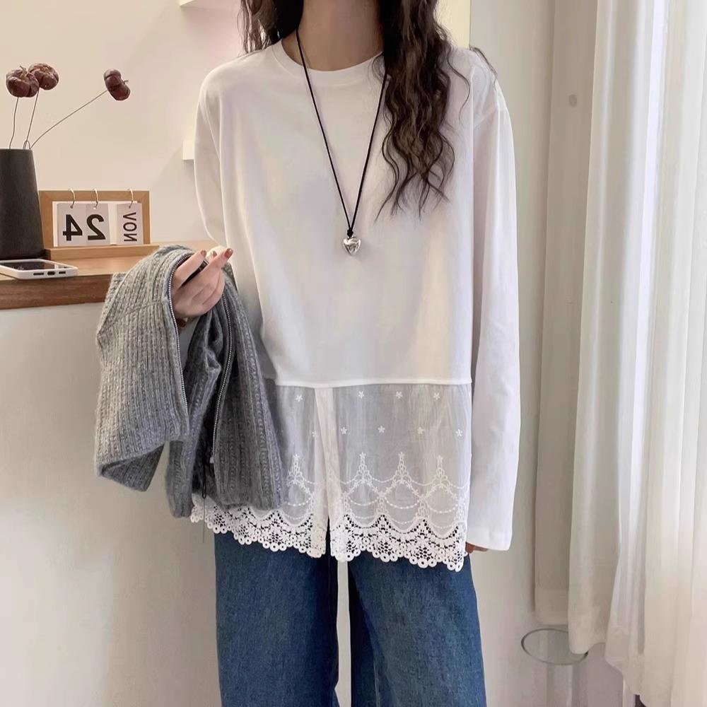 2024 Ribbed Velvet Long Sleeve T-Shirt - Korean Style Women's Spring/Autumn Top