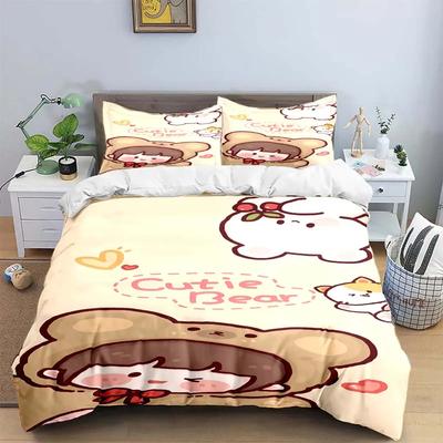 Kawaii Bär Cartoon bubu & dudu Digitaldruck Bettwäscheset Bettbezug Steppdecke Bett Jugend Kinder Mädchen Jungen Geschenk Heimtextilien