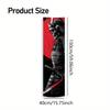 Skeleton Samurai Long Tapestry, Red Sun Black Armor Print Wall Hanging, Bushido Samurai Themed Decor For Bedroom & Living Room