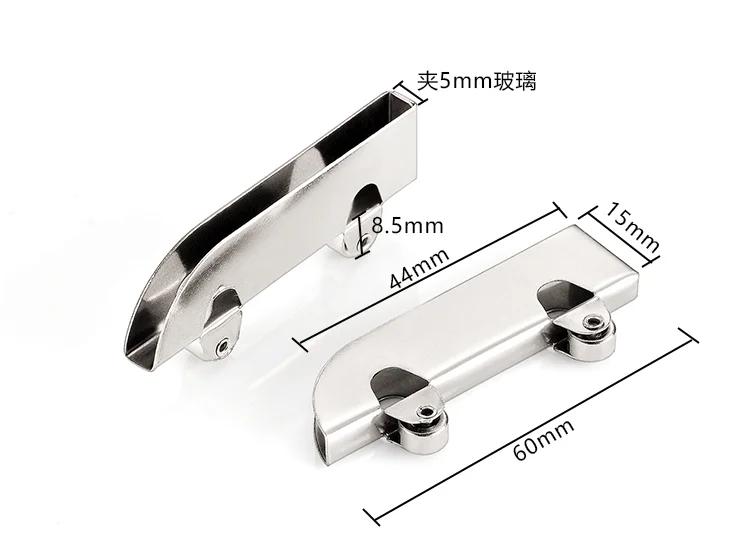 

New 4pc Frameless glass sliding door wheel Clamp Pulley shower cab Stainless steel Display Cabinet Mobile Counter Repair part