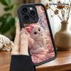 Phone Case: 2D Flat Design Suitable for iPhone 18, 17, 16, 15, 14, 13 Pro Stepped Protective Case, Little White Cat by the Winter Window, Christmas an