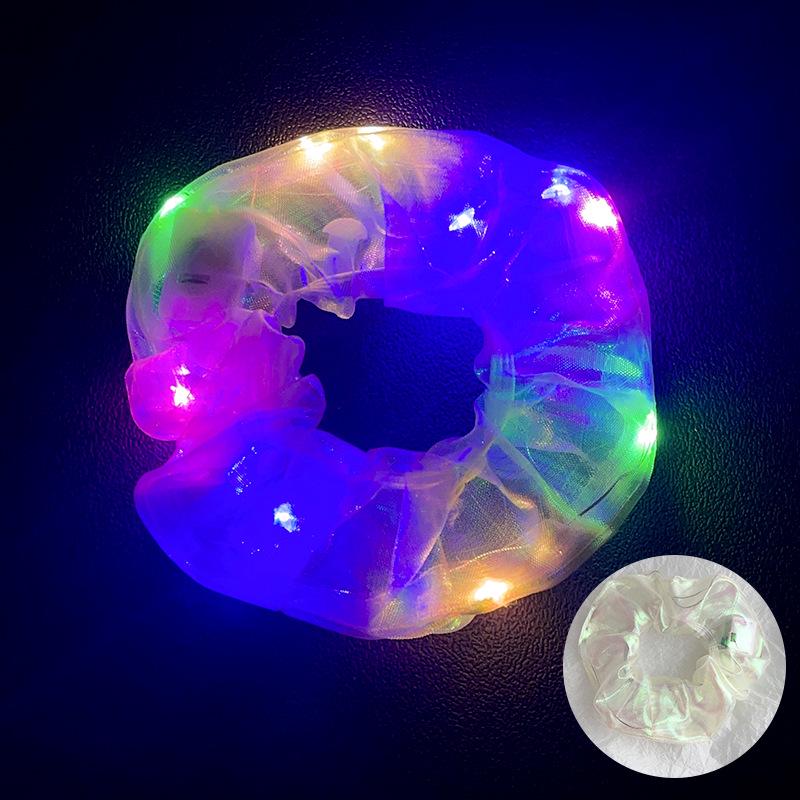 LED Işıklı Parlak Saten Noel Saç Tokası - Amerikan ve Avrupa Stilleri için Kalın Bağırsak Scrunchie Saç Aksesuarı
