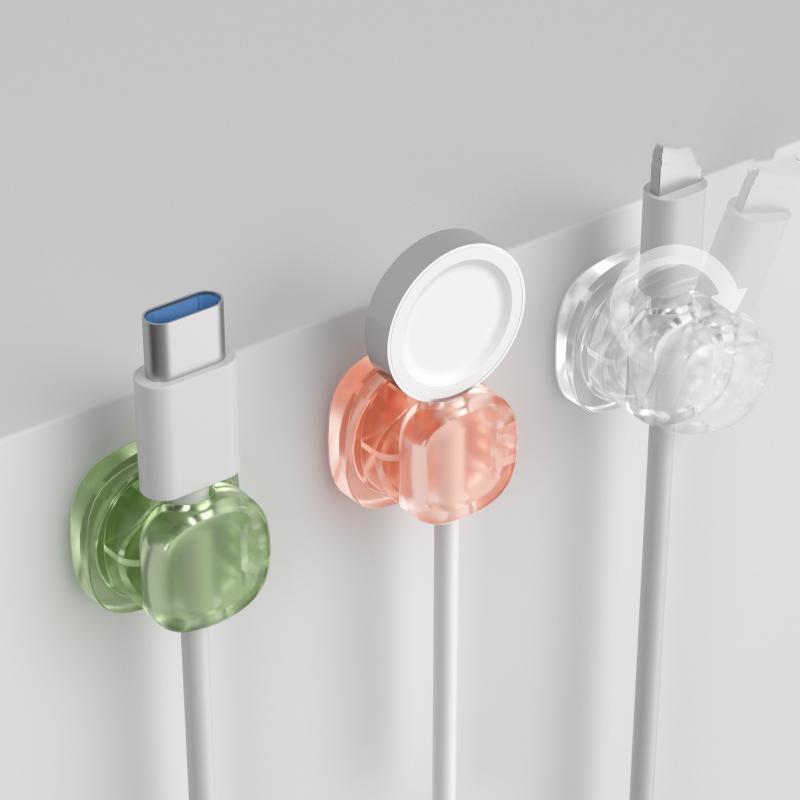 360° Rotatable Self Adhesive Cable Holder Clips No Damage Wall Wire Organizer for Home Office Desktop Use