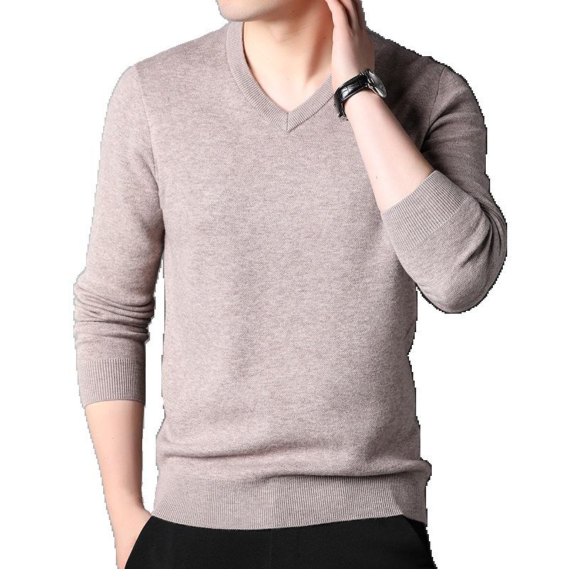 Men's Pure Wool V-Neck Sweater - High-End, Thickened, Warm Winter Knit for All Ages