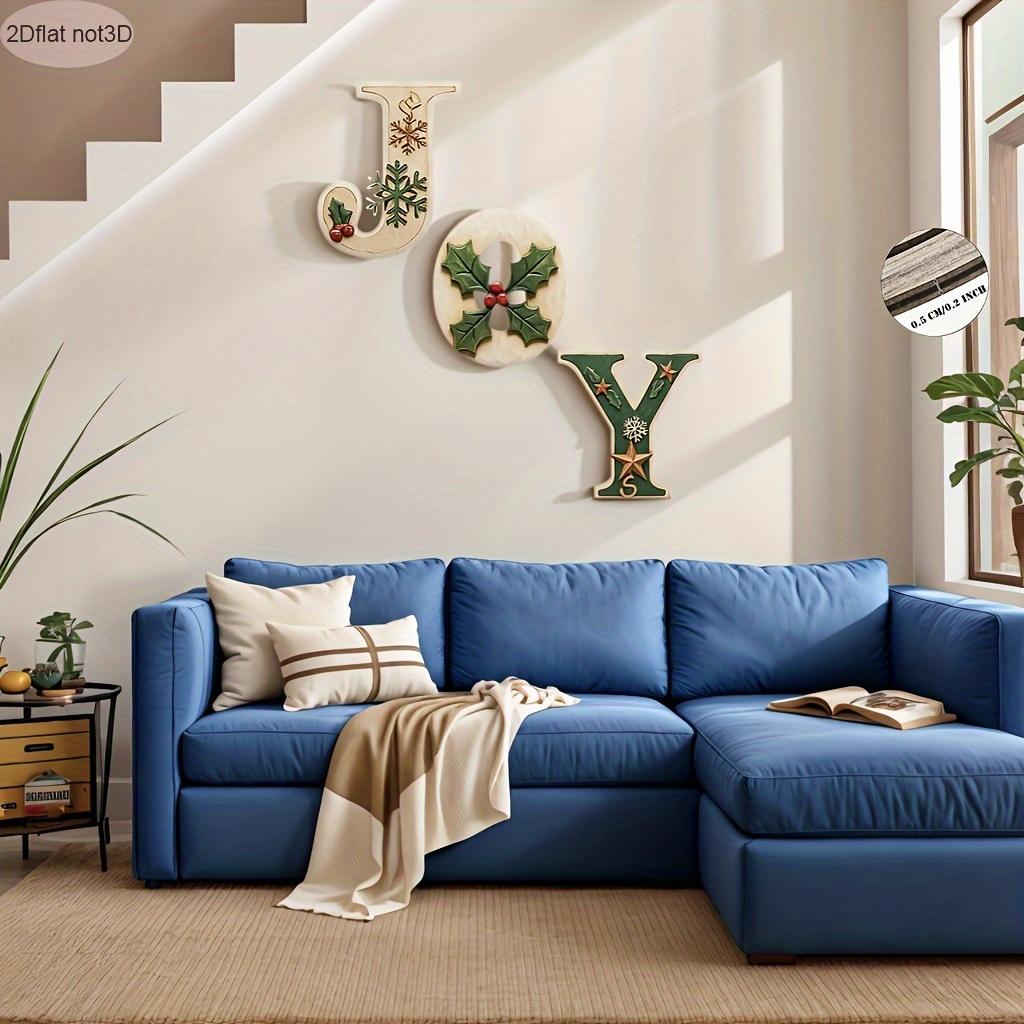 Wooden Wall Decor Christmas Wreaths-For Front Door,"JOY" Slogan,Indoor and Outdoor Use-Rustic Holiday Décor,Living Room Kitchen