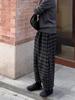 Korean Style Plaid Wide-Leg Wool Pants - Casual, Versatile, and Trendy for Autumn/Winter.