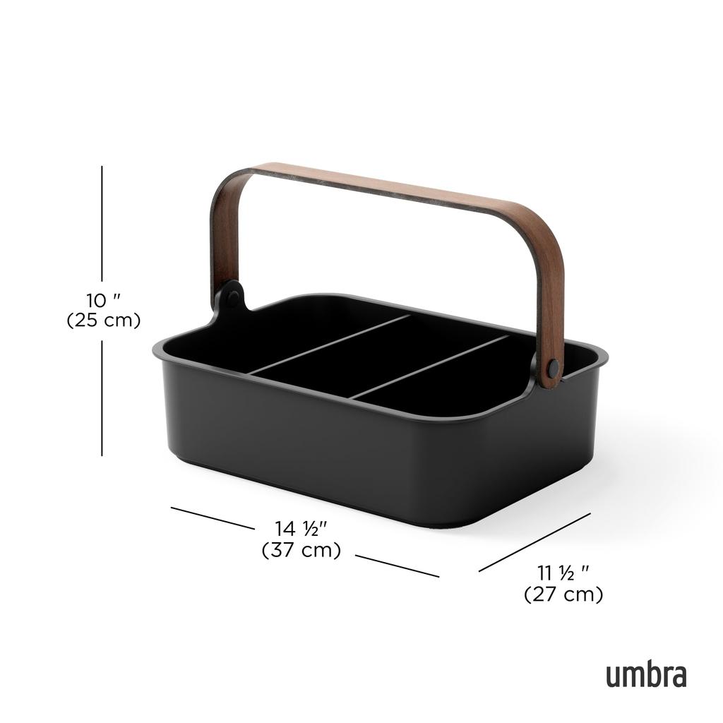 Official Umbra Bellwood Stackable Bin, 35x26cm, Black/Walnut