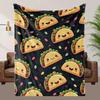Cozy Mexican Tortilla Throw Blanket - Soft Flannel Fleece with Vibrant Taco Print, Dark Green, Perfect Gift for Food Lovers, All
