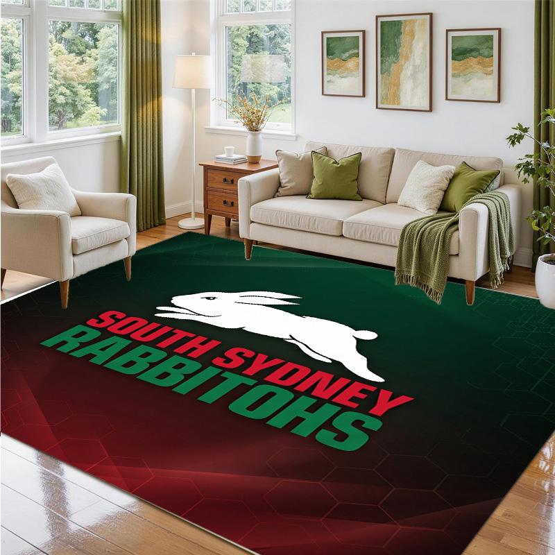 South Sydney Rabbitohs Design Crystal Velvet Rug Soft Decorative Mat for Bedroom Entrance