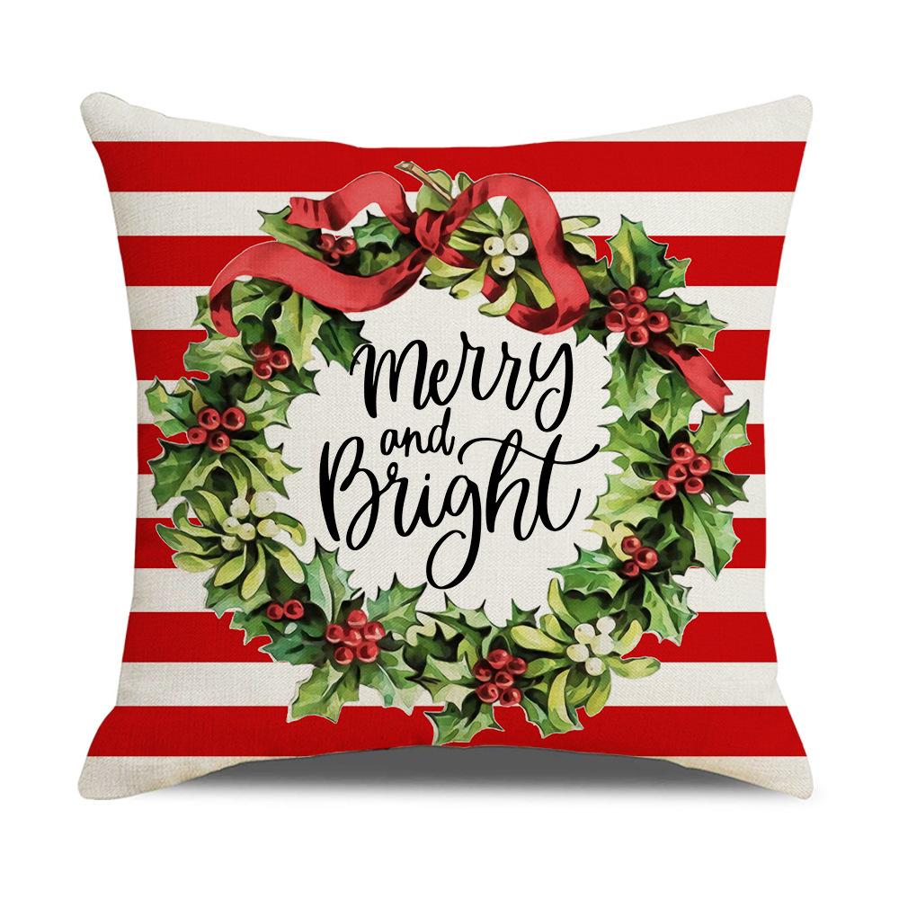 

Linen Christmas Pillow Cover Red Stripe Series Decorative Pillow Sofa Cushion Cover New Home 45 * 45Cm (excluding pillow core)