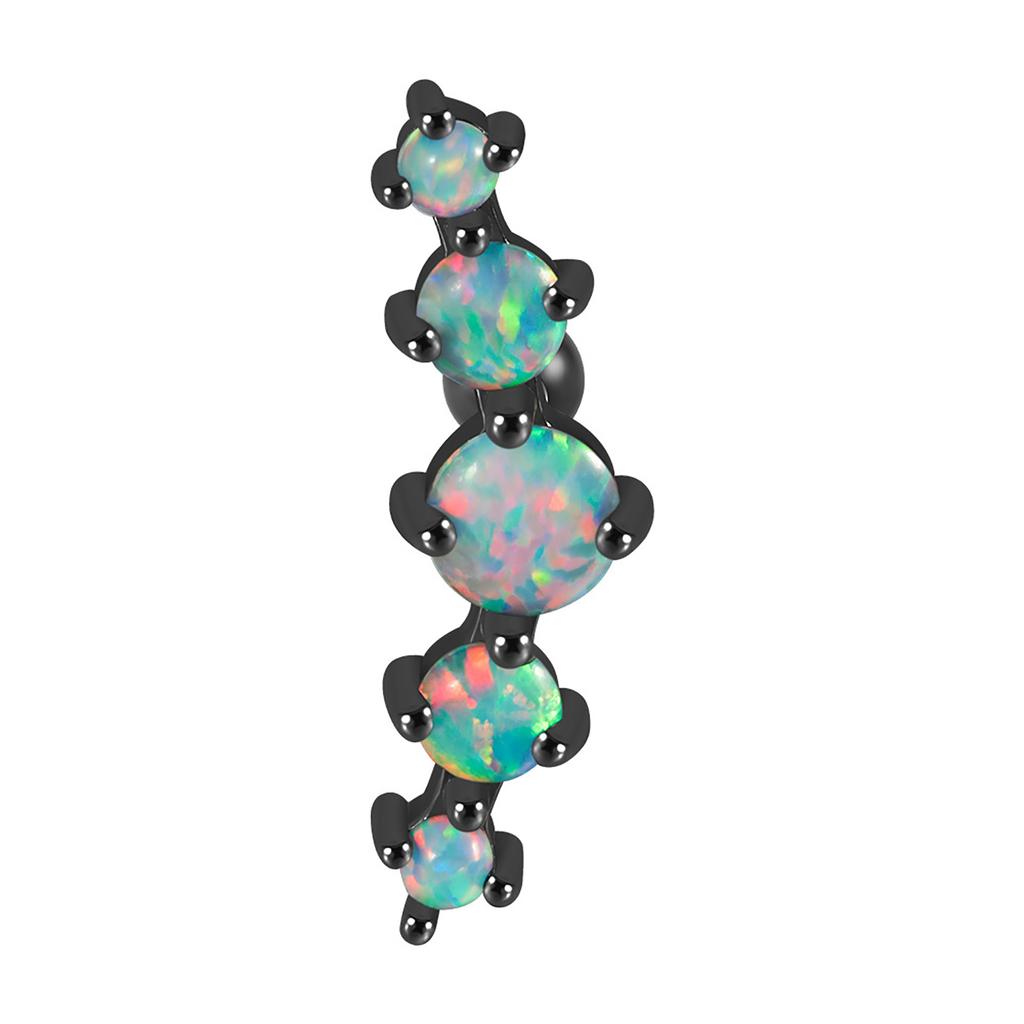 Chirurgischer Stahl Fünf Opal Ohr Tragus Knorpel Stecker Schwarz Gold Farbe Ohrringe Fünf Kristall Lobe Piercing Hantel Schmuck