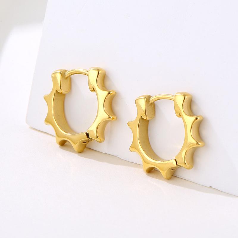 

2023 Minimalist Gear-Shaped Stainless Steel Earrings: High-End, Unique, and Stylish 18K золотой
