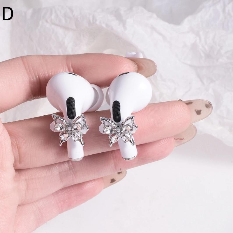 

1 Pairs Fashion Rhinestones Ear Clips For Earphone Star Butterfly Shape Decorative Headphone Clip For Wireless Headphones D