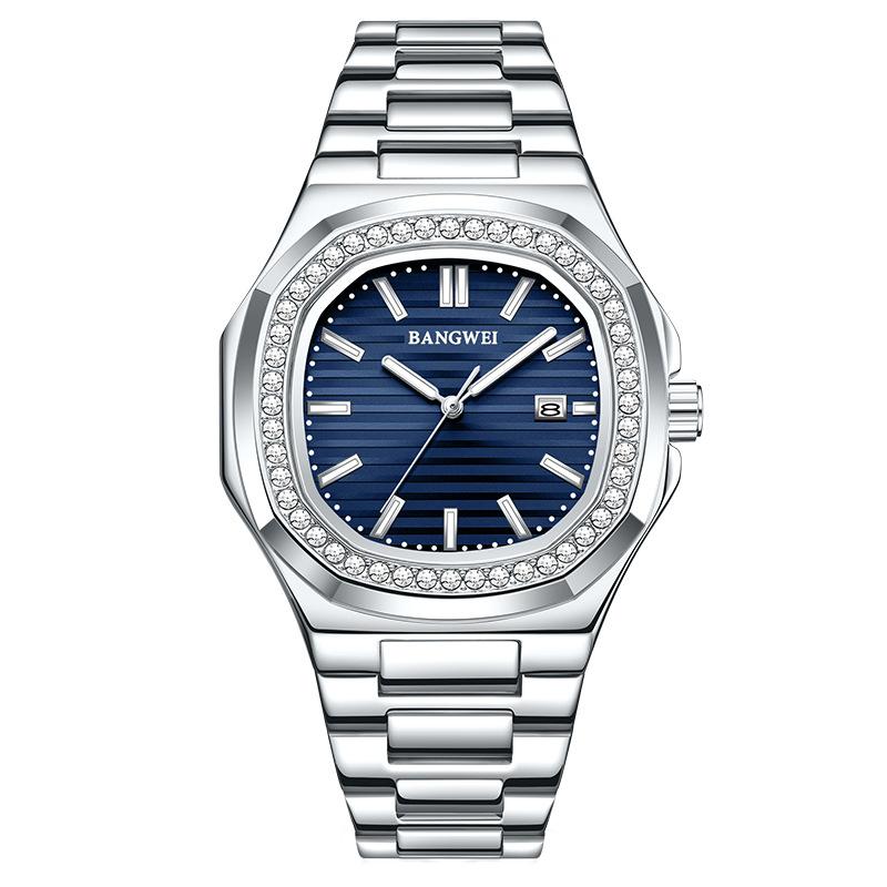 Man Watch Business Waterproof Luminous Date Men Wristwatch Stainless Steel Square Dial Quartz Men's Watches