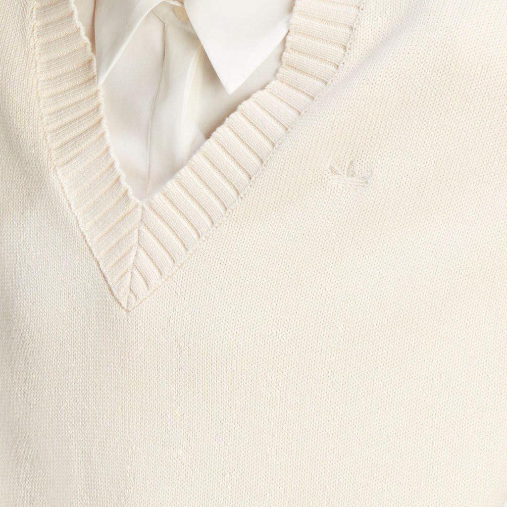 Adidas Originals Essential Solid Color Casual V-Neck Pullover Vest Women Tops Beige IM3827