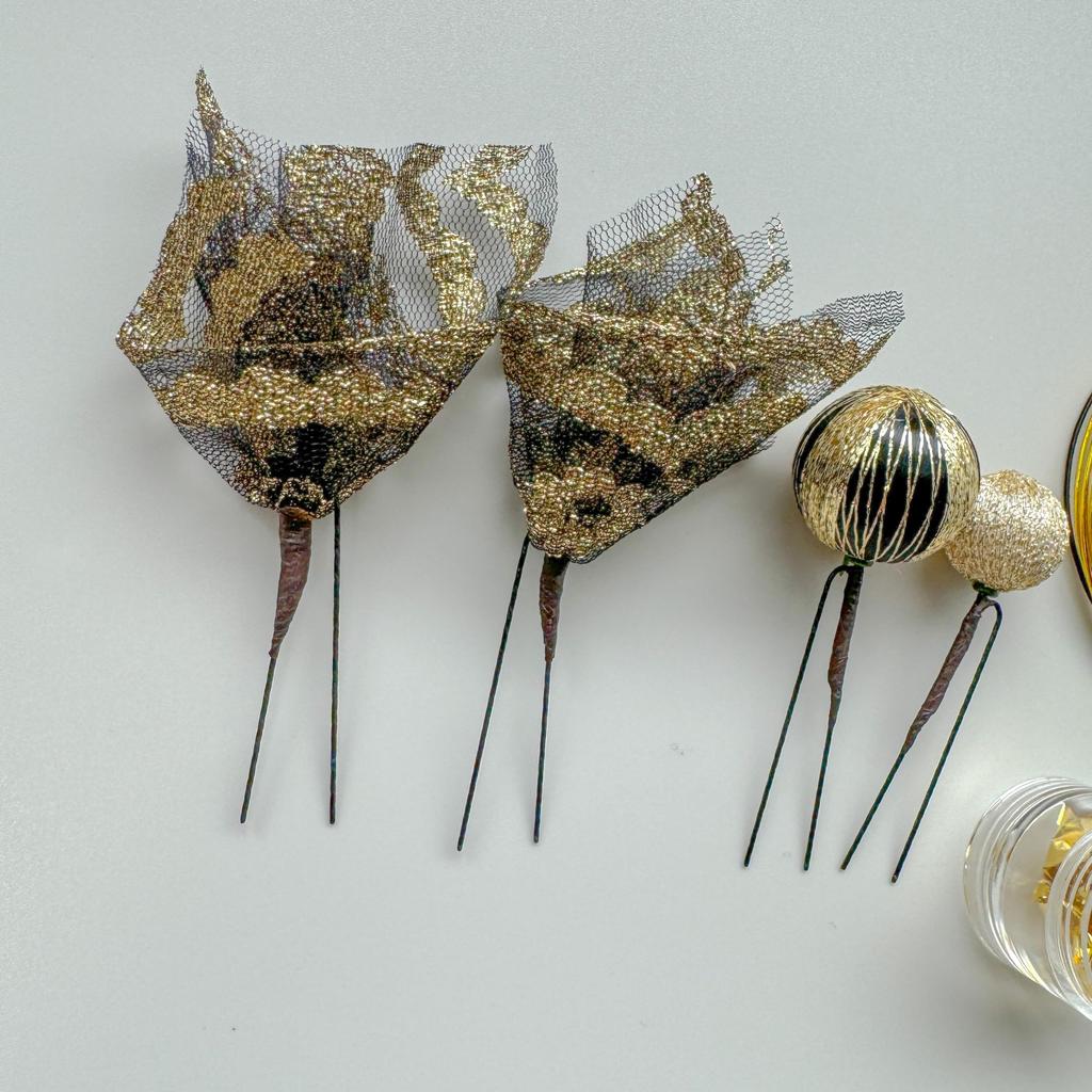 Black Gold Hair Hair Ball Gold Graduation Wedding Ornament, Coming-of-age Ceremony, Accessory, Kanzashi, Mizuhiki, Leaf, Headdress, Ceremony, Kimono,