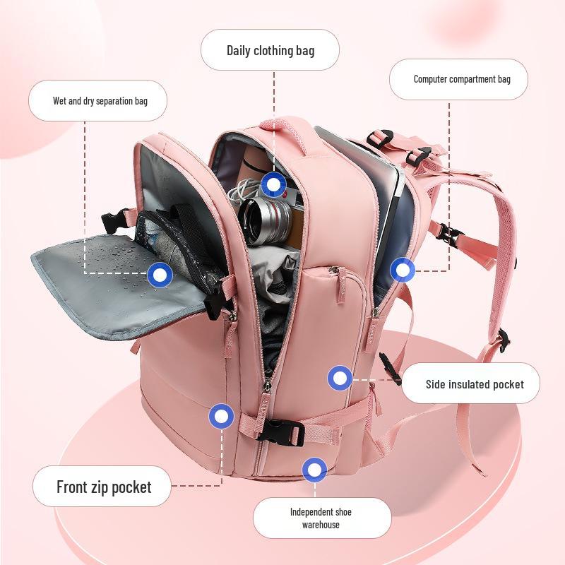 Girls' Extra Large Multifunctional Backpack with Wet/Dry Separation - Nylon, Waterproof, Ideal for Short Trips & School