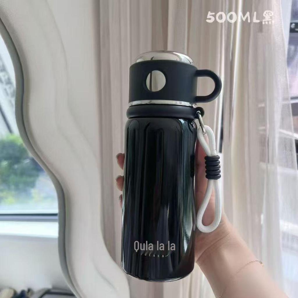 316 Stainless Steel Insulated Double-Drink Cup with Tea-Water Separation and Straw - Portable, Thickened, and Handheld for Outdoor Use