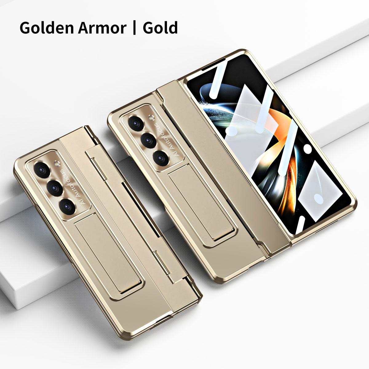 

With Pen Slot Bracket Z Fold7 Fold6 Case for Samsung Galaxy Z Fold 7 6 5 4 with Glass Screen Film Hinge Protective Cover For Galaxy Z Fold 4 золотий