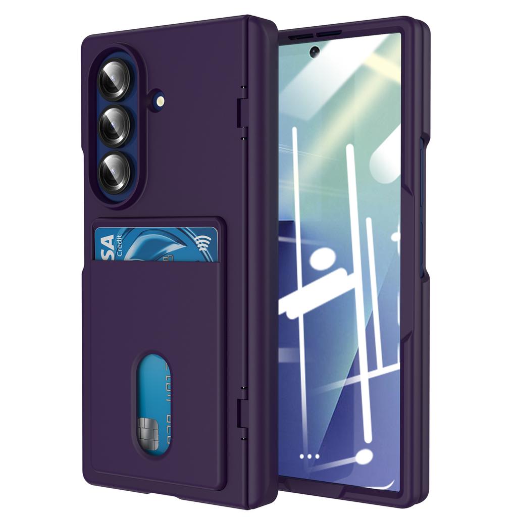 Wallet Slot Card Holder Hinge Protective Phone Case for Samsung Galaxy Z Fold 7 Fold7 5G Protector Shockproof Hard Shell Cover