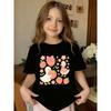 European sizes Adorable Small Strawberries Featuring a Charming Duck Design. This Girls' Short-Sleeve Round-Neck Tee Comes in Black And White