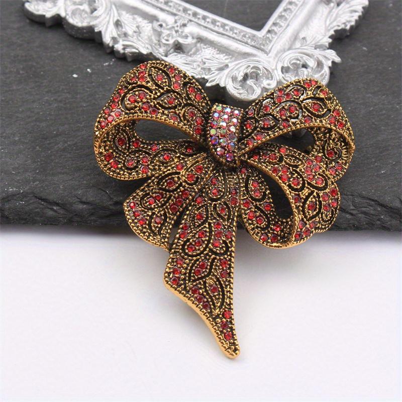 

1 luxury and beautiful vintage novelty elegant inlaid with versatile rhinestone bow ladies brooch, can enhance personal charm