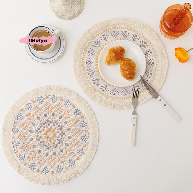 M-Round Placemat Cotton Tassel Antiskid Dining Table Mat Absorbent Insulation Dish Pad Desk Decoration And Accessories Plate Mug