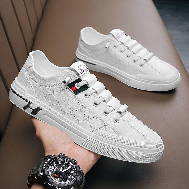 Fashion 2025 Summer New Little White Leather Shoes Versatile Breathable Casual Board Shoes Korean Version Trend One Step Men's Shoes