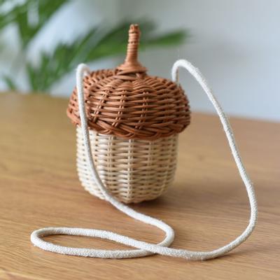 Rattan Bag Handmade Photo Props Eco-friendly Woven Shoulder Bag for Baby