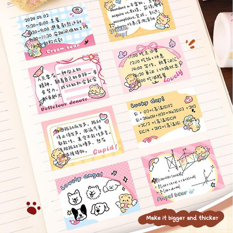 128Stickers/Box Kawaii Butter Bear Sticky Notes Pull-Out Box Sticky Note Convenient Stick Stationery Cute Fully Sticky Note Pad